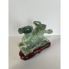 ANTICA SCULTURA ASIATICA CAVALLO IN PIETRA GIADA VERDE PEGASO ALI BASE HORSE