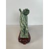 ANTICA SCULTURA ASIATICA CAVALLO IN PIETRA GIADA VERDE PEGASO ALI BASE HORSE