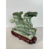 ANTICA SCULTURA ASIATICA CAVALLO IN PIETRA GIADA VERDE PEGASO ALI BASE HORSE