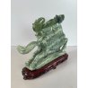 ANTICA SCULTURA ASIATICA CAVALLO IN PIETRA GIADA VERDE PEGASO ALI BASE HORSE