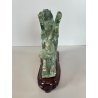 ANTICA SCULTURA ASIATICA CAVALLO IN PIETRA GIADA VERDE PEGASO ALI BASE HORSE