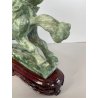 ANTICA SCULTURA ASIATICA CAVALLO IN PIETRA GIADA VERDE PEGASO ALI BASE HORSE