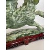 ANTICA SCULTURA ASIATICA CAVALLO IN PIETRA GIADA VERDE PEGASO ALI BASE HORSE