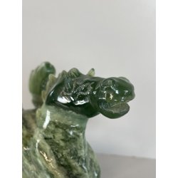 ANTICA SCULTURA ASIATICA CAVALLO IN PIETRA GIADA VERDE PEGASO ALI BASE HORSE