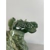 ANTICA SCULTURA ASIATICA CAVALLO IN PIETRA GIADA VERDE PEGASO ALI BASE HORSE