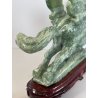 ANTICA SCULTURA ASIATICA CAVALLO IN PIETRA GIADA VERDE PEGASO ALI BASE HORSE