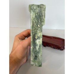 ANTICA SCULTURA ASIATICA CAVALLO IN PIETRA GIADA VERDE PEGASO ALI BASE HORSE