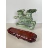 ANTICA SCULTURA ASIATICA CAVALLO IN PIETRA GIADA VERDE PEGASO ALI BASE HORSE