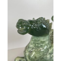 ANTICA SCULTURA ASIATICA CAVALLO IN PIETRA GIADA VERDE PEGASO ALI BASE HORSE