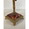 ANTICA COPPIA CANDELIERI PORTA CANDELA BRONZO DORATO ONICE 17h EPOCA '800 PUTTI