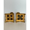 ANTICA COPPIA CANDELIERI PORTA CANDELA BRONZO DORATO ONICE 17h EPOCA '800 PUTTI