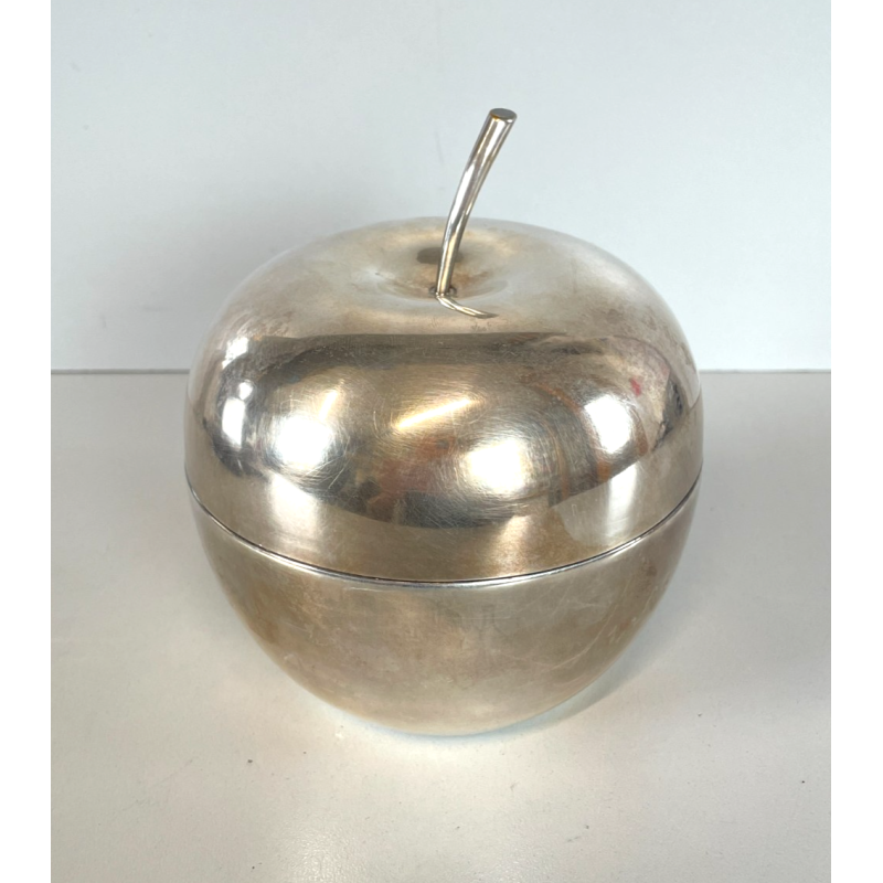SCATOLA MELA LINO SABATTINI CHRISTOFLE FLEURON METALLO ARGENTATO ANNI 50 APPLE
