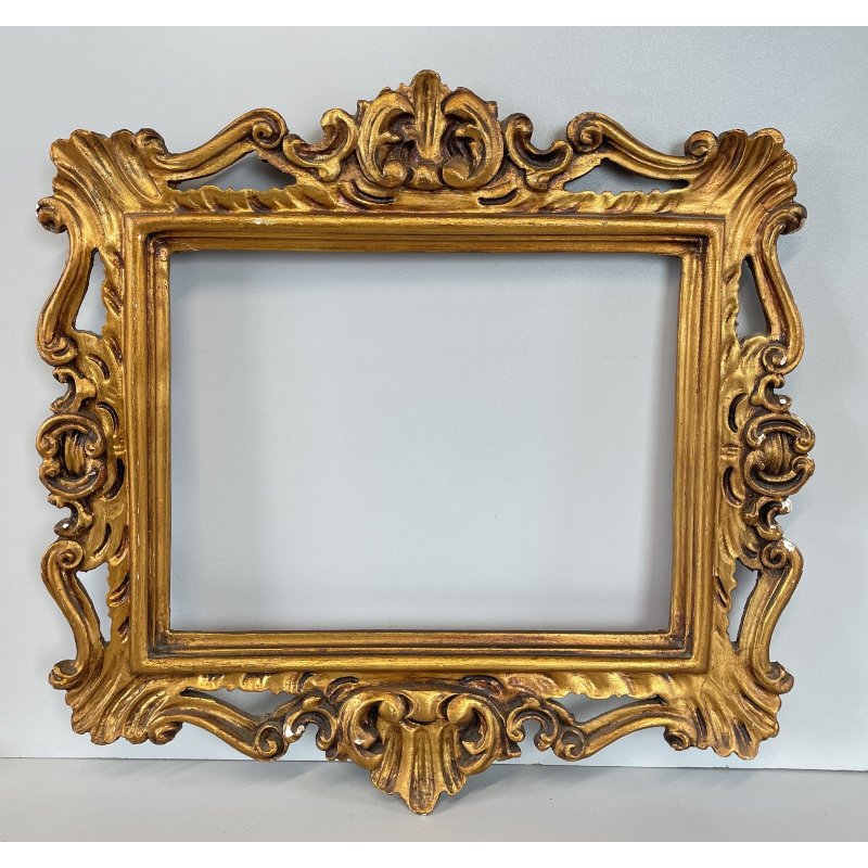 ANTICA PICCOLA CORNICE BAROCCA DORATA LEGNO 40 cm x 39 cm EPOCA '900 quadro old