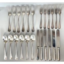 SERVIZIO POSATE 6 PERSONE FIRMATO FRATELLI CALDERONI METALLO ARGENTATO VINTAGE