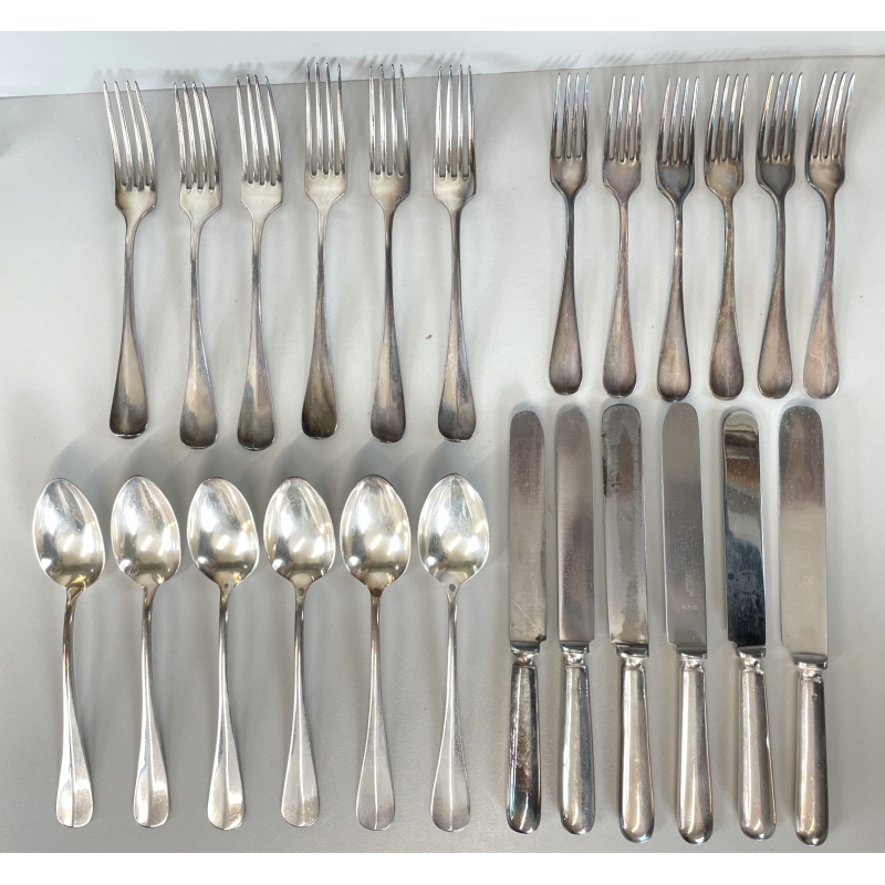 SERVIZIO POSATE 6 PERSONE FIRMATO FRATELLI CALDERONI METALLO ARGENTATO VINTAGE