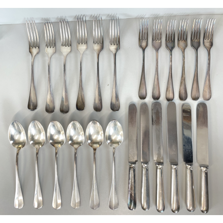 SERVIZIO POSATE 6 PERSONE FIRMATO FRATELLI CALDERONI METALLO ARGENTATO VINTAGE