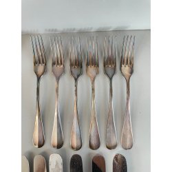 SERVIZIO POSATE 6 PERSONE FIRMATO FRATELLI CALDERONI METALLO ARGENTATO VINTAGE