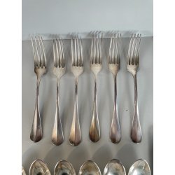 SERVIZIO POSATE 6 PERSONE FIRMATO FRATELLI CALDERONI METALLO ARGENTATO VINTAGE