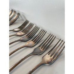 SERVIZIO POSATE 6 PERSONE FIRMATO FRATELLI CALDERONI METALLO ARGENTATO VINTAGE