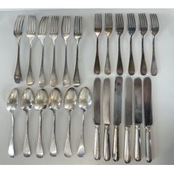SERVIZIO POSATE 6 PERSONE FIRMATO FRATELLI CALDERONI METALLO ARGENTATO VINTAGE