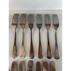 SERVIZIO POSATE 6 PERSONE FIRMATO FRATELLI CALDERONI METALLO ARGENTATO VINTAGE