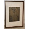 QUADRO DIPINTO Crocifissione Cristo ACQUATINTA a RILIEVO 24/26 Francesco Messina