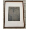QUADRO DIPINTO Crocifissione Cristo ACQUATINTA a RILIEVO 24/26 Francesco Messina