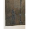 QUADRO DIPINTO Crocifissione Cristo ACQUATINTA a RILIEVO 24/26 Francesco Messina