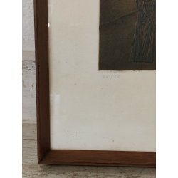 QUADRO DIPINTO Crocifissione Cristo ACQUATINTA a RILIEVO 24/26 Francesco Messina