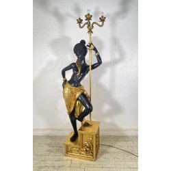 ANTICA LAMPADA TERRA SCULTURA RESINA MORETTO VENEZIANO 1900 LIVREA TORCERE DONNA
