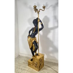 ANTICA LAMPADA TERRA SCULTURA RESINA MORETTO VENEZIANO 1900 LIVREA TORCERE DONNA