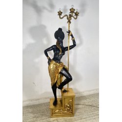 ANTICA LAMPADA TERRA SCULTURA RESINA MORETTO VENEZIANO 1900 LIVREA TORCERE DONNA