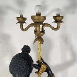 ANTICA LAMPADA TERRA SCULTURA RESINA MORETTO VENEZIANO 1900 LIVREA TORCERE DONNA