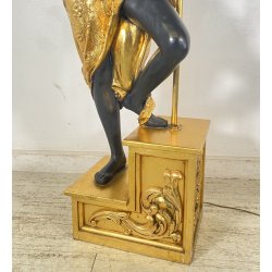 ANTICA LAMPADA TERRA SCULTURA RESINA MORETTO VENEZIANO 1900 LIVREA TORCERE DONNA