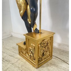 ANTICA LAMPADA TERRA SCULTURA RESINA MORETTO VENEZIANO 1900 LIVREA TORCERE DONNA
