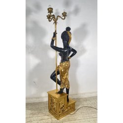 ANTICA LAMPADA TERRA SCULTURA RESINA MORETTO VENEZIANO 1900 LIVREA TORCERE DONNA