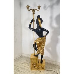 ANTICA LAMPADA TERRA SCULTURA RESINA MORETTO VENEZIANO 1900 LIVREA TORCERE DONNA