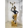 ANTICA LAMPADA TERRA SCULTURA RESINA MORETTO VENEZIANO 1900 LIVREA TORCERE DONNA
