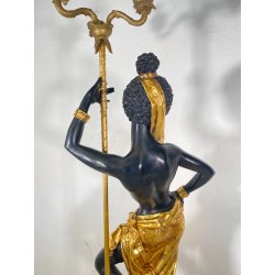 ANTICA LAMPADA TERRA SCULTURA RESINA MORETTO VENEZIANO 1900 LIVREA TORCERE DONNA