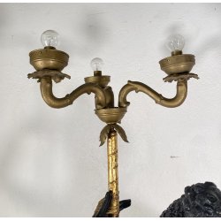 ANTICA LAMPADA TERRA SCULTURA RESINA MORETTO VENEZIANO 1900 LIVREA TORCERE DONNA