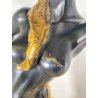 ANTICA LAMPADA TERRA SCULTURA RESINA MORETTO VENEZIANO 1900 LIVREA TORCERE DONNA