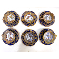 SERVIZIO Tè CAFFè 6 Pers. MAIOLICA LUSTRO Gualdo Tadino A. Rubboli RITRATTO '30