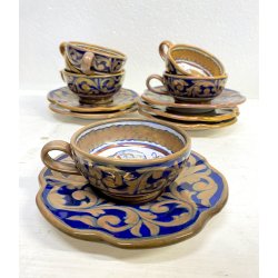 SERVIZIO Tè CAFFè 6 Pers. MAIOLICA LUSTRO Gualdo Tadino A. Rubboli RITRATTO '30