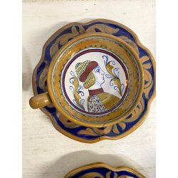 SERVIZIO Tè CAFFè 6 Pers. MAIOLICA LUSTRO Gualdo Tadino A. Rubboli RITRATTO '30