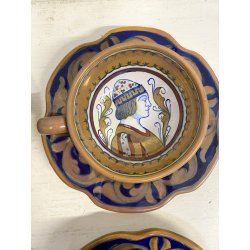 SERVIZIO Tè CAFFè 6 Pers. MAIOLICA LUSTRO Gualdo Tadino A. Rubboli RITRATTO '30