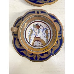 SERVIZIO Tè CAFFè 6 Pers. MAIOLICA LUSTRO Gualdo Tadino A. Rubboli RITRATTO '30