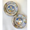 COPPIA PIATTO POMPA MAIOLICA Deruta RITRATTI RINASCIMENTALI CAVETTO MOSSO ø 43cm