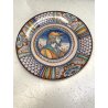 COPPIA PIATTO POMPA MAIOLICA Deruta RITRATTI RINASCIMENTALI CAVETTO MOSSO ø 43cm