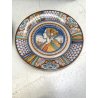 COPPIA PIATTO POMPA MAIOLICA Deruta RITRATTI RINASCIMENTALI CAVETTO MOSSO ø 43cm