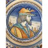 COPPIA PIATTO POMPA MAIOLICA Deruta RITRATTI RINASCIMENTALI CAVETTO MOSSO ø 43cm